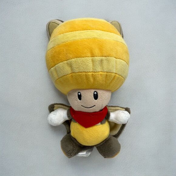 Super Mario Bros. U Yellow Toad Flying Squirrel 8" Plush San-Ei Nintendo 2013 - Picture 1 of 6